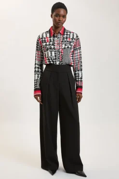 Chemise En Viscose Tissée À Imprimé Pied-de-poule