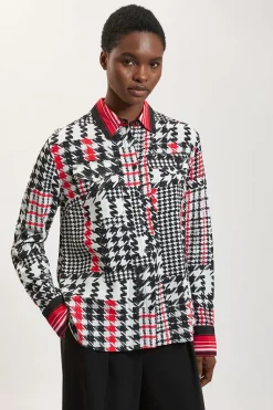 Chemise En Viscose Tissée À Imprimé Pied-de-poule
