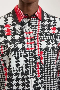 Chemise En Viscose Tissée À Imprimé Pied-de-poule