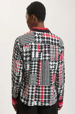 Chemise En Viscose Tissée À Imprimé Pied-de-poule