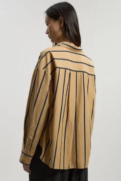 Chemise Essentielle Rayée en Coton Oversize Ajustée Petite Taille