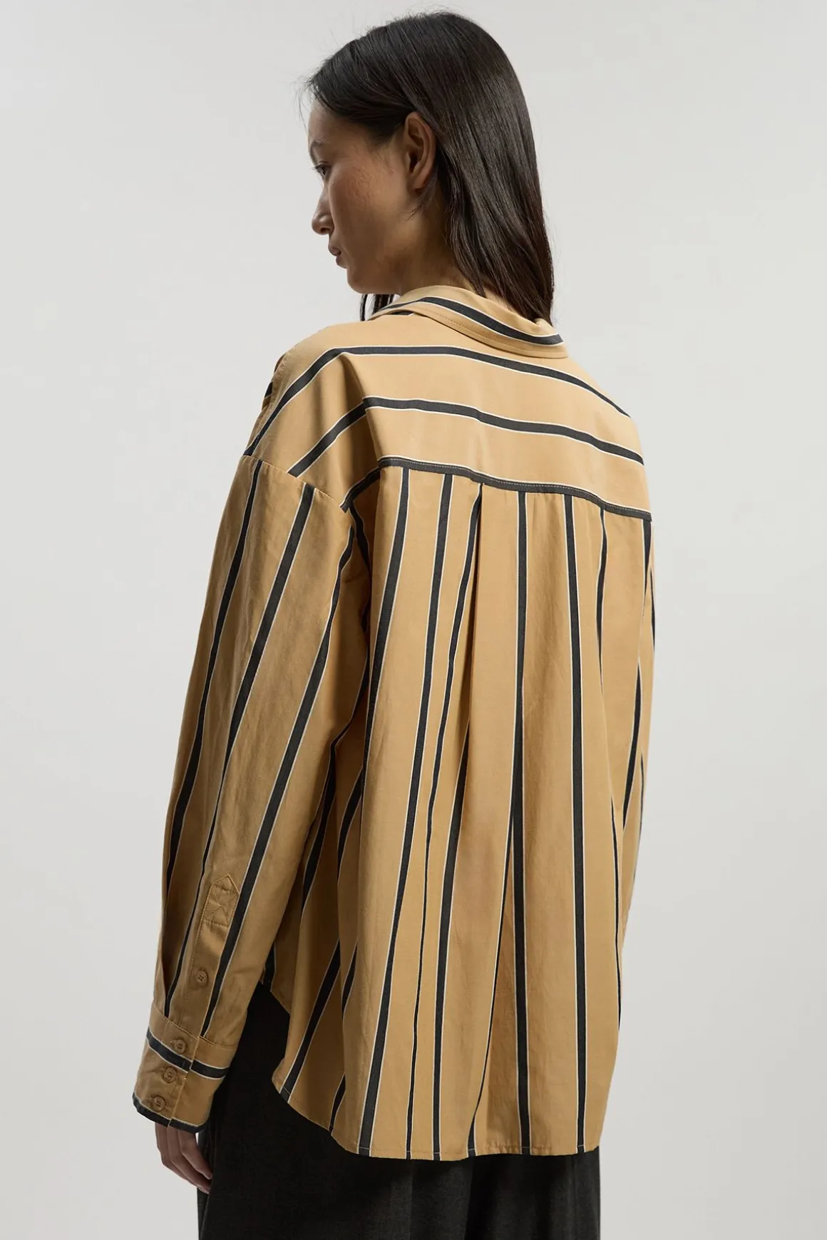 Chemise Essentielle Rayée en Coton Oversize Ajustée Petite Taille