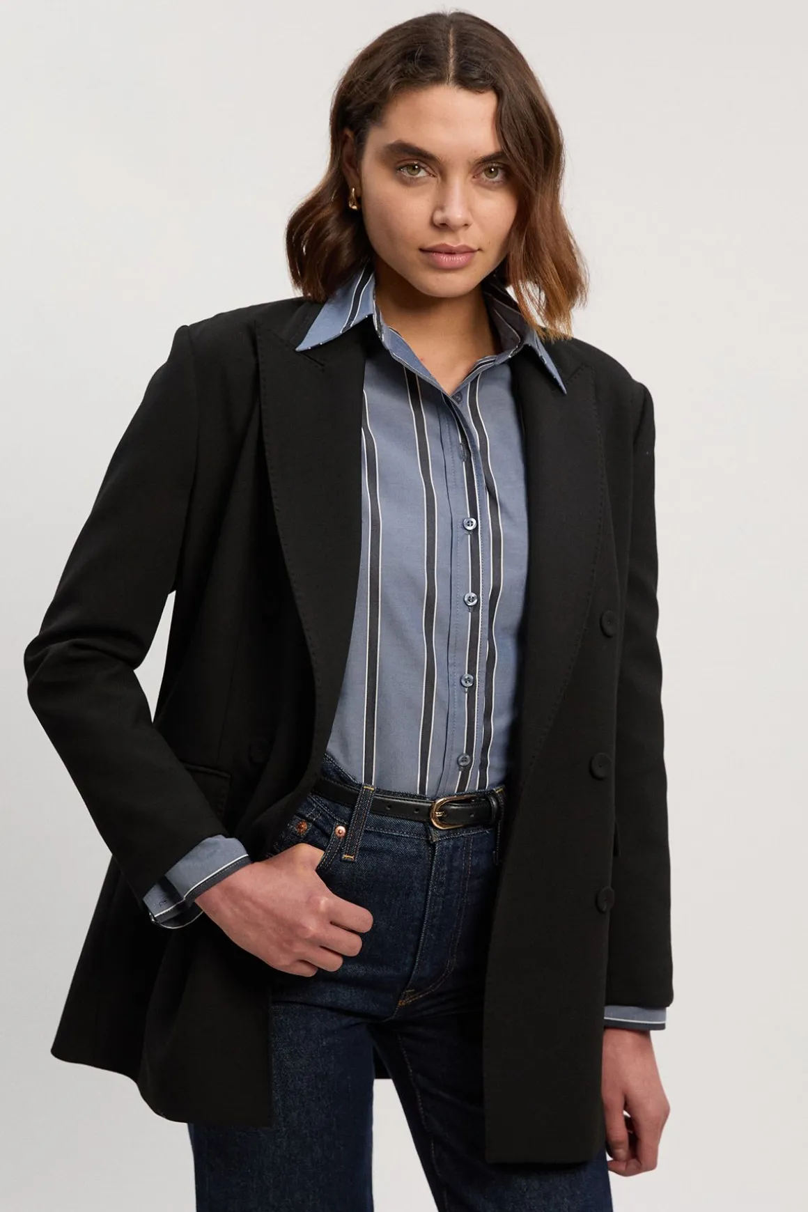 Chemise Essentielle Rayée en Coton Coupe Oversize Ajustée