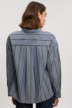 Chemise Essentielle Rayée en Coton Coupe Oversize Ajustée