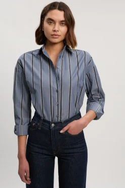 Chemise Essentielle Rayée en Coton Coupe Oversize Ajustée