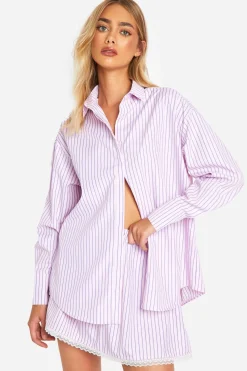 boohoo Chemise à fines rayures oversize<Femme Looks De Rentrée|Tops