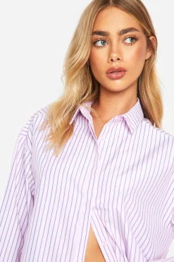 boohoo Chemise à fines rayures oversize<Femme Looks De Rentrée|Tops