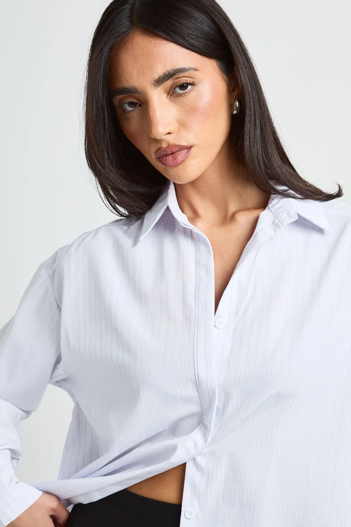 Chemise à fines rayures surdimensionnée