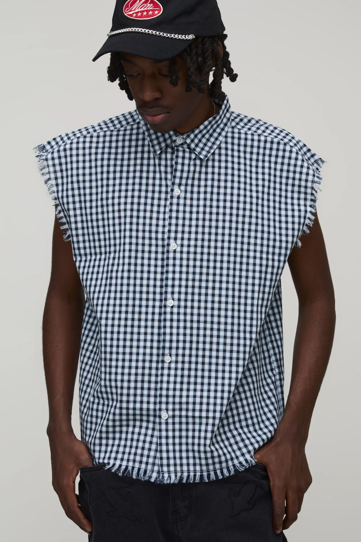 boohooMAN Chemise Flanelle À Carreaux Oversize Coupe Boxy Sans Manches Coutures Brutes<Homme Chemises Grande Taille|Chemises