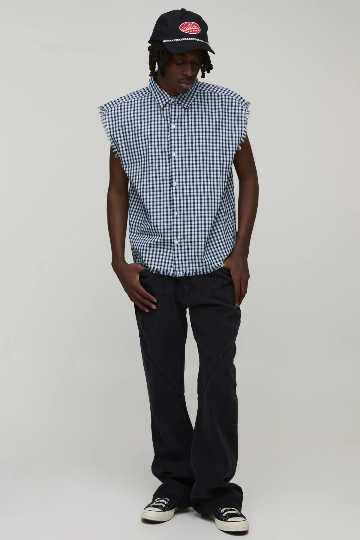 boohooMAN Chemise Flanelle À Carreaux Oversize Coupe Boxy Sans Manches Coutures Brutes<Homme Chemises Grande Taille|Chemises