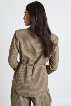 boohoo Chemise Fluide Rayée Cintrée Au Toucher Pêche<Femme Tops