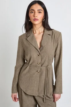 boohoo Chemise Fluide Rayée Cintrée Au Toucher Pêche<Femme Tops