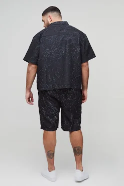 boohooMAN Chemise Froissée Oversize Imprimée Plus<Homme Chemises Grande Taille|Chemises