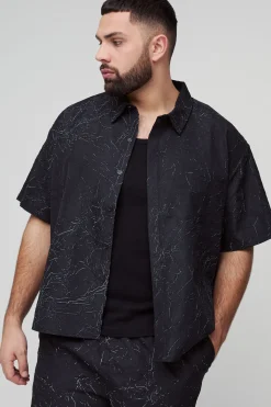boohooMAN Chemise Froissée Oversize Imprimée Plus<Homme Chemises Grande Taille|Chemises
