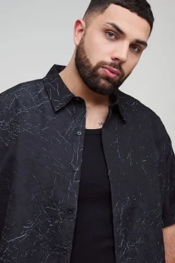 boohooMAN Chemise Froissée Oversize Imprimée Plus<Homme Chemises Grande Taille|Chemises