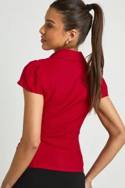 Chemise Froncée À Manches Courtes