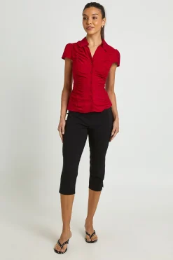 Chemise Froncée À Manches Courtes
