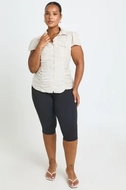 Chemise Froncée À Pois Grande Taille