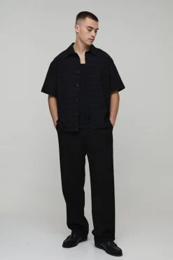 boohooMAN Chemise Géométrique Surdimensionnée À Col Et Manches Courtes<Homme Chemises