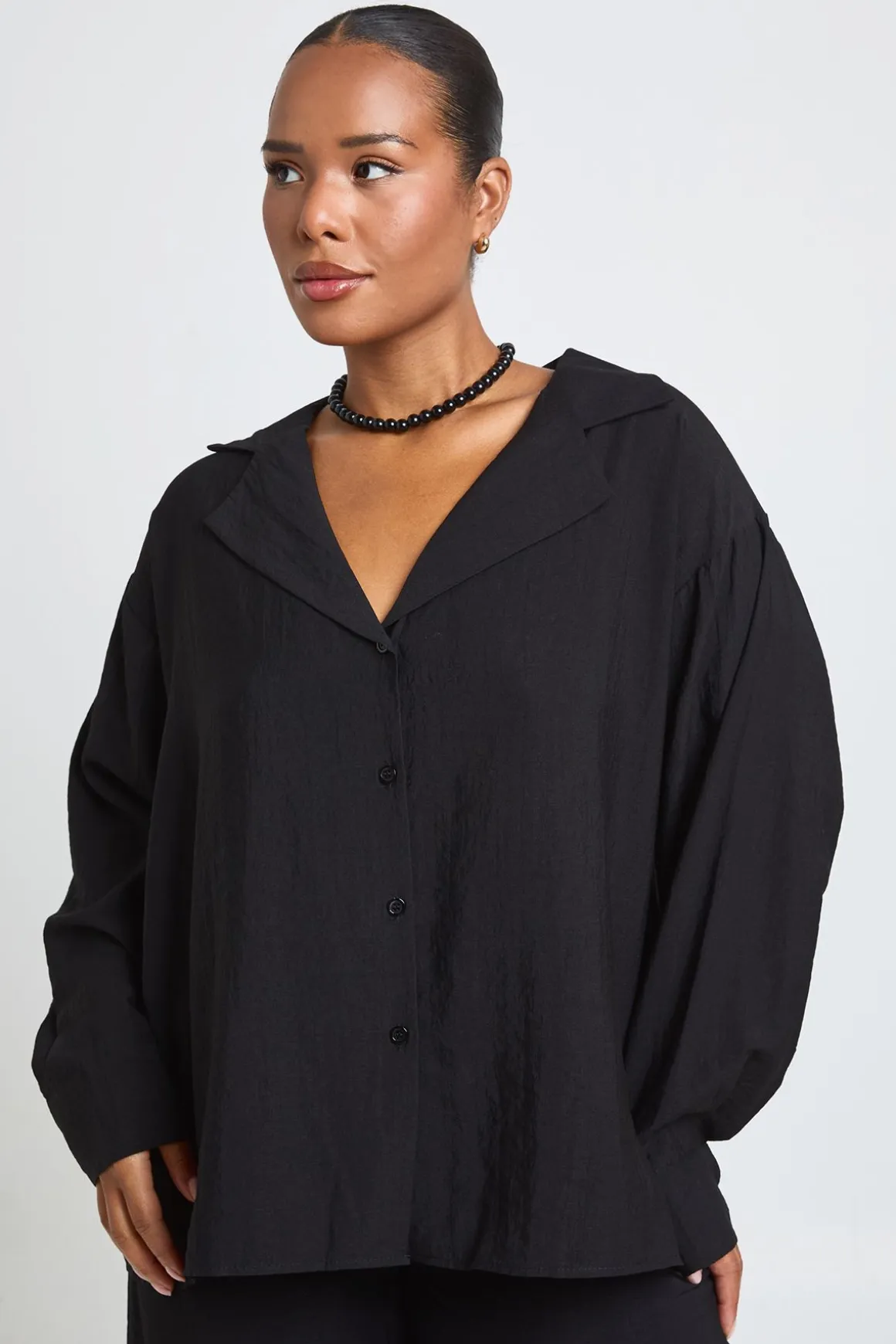 Chemise Grande Taille Aspect Lin Manches Longues