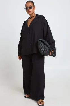 Chemise Grande Taille Aspect Lin Manches Longues