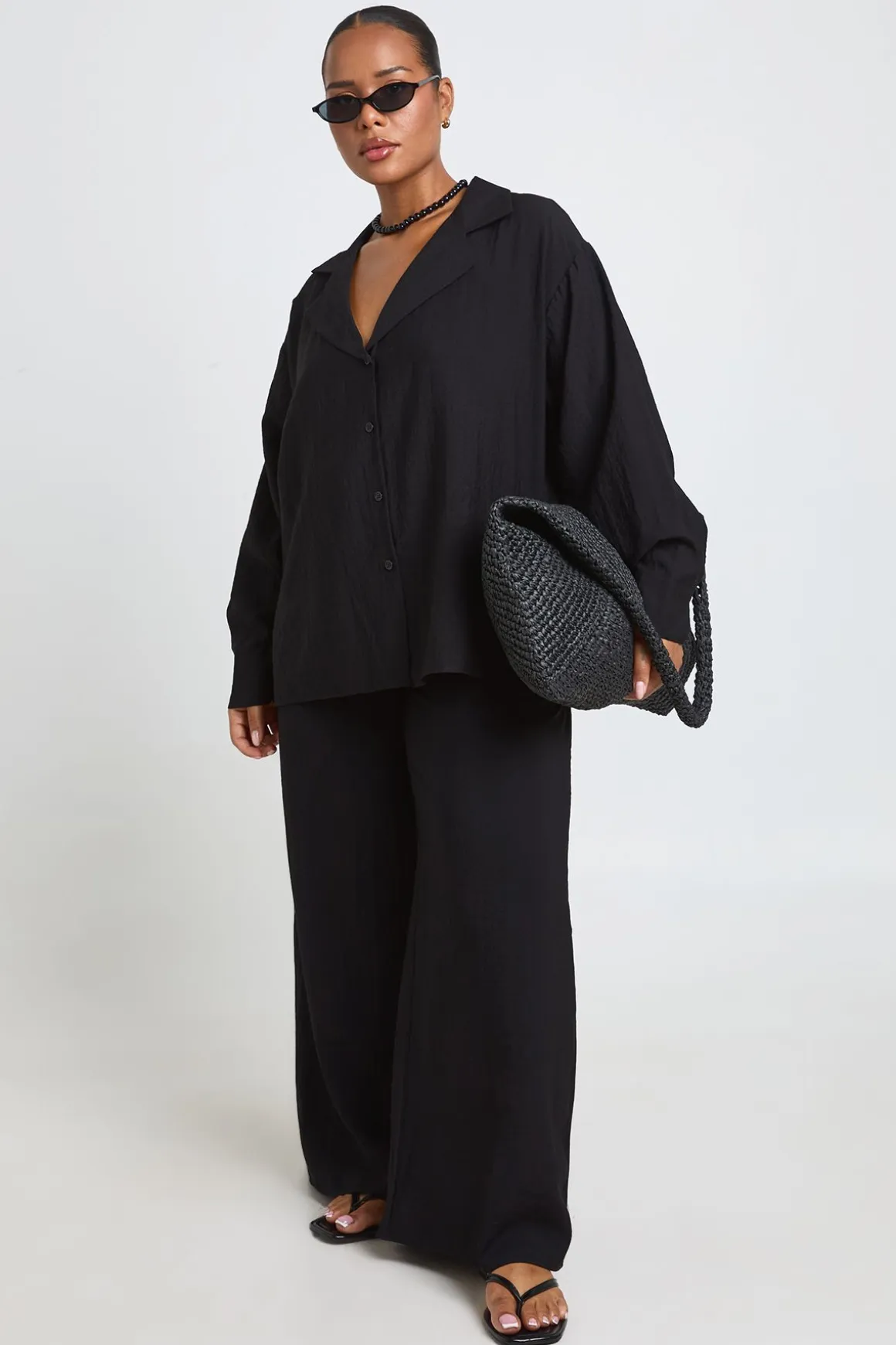 Chemise Grande Taille Aspect Lin Manches Longues
