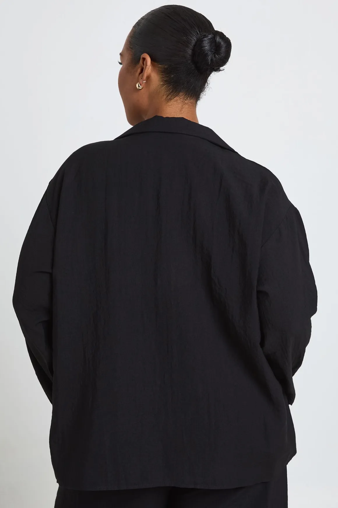 Chemise Grande Taille Aspect Lin Manches Longues