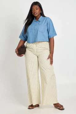 Chemise Grande Taille Chambray Courte Longue Avec Poche