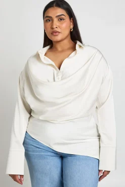 Chemise Grande Taille Col Bénitier En Satin