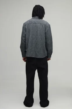 boohooMAN Chemise Grande Taille Coupe Oversize Ourlet Arrondi Micro Carreaux<Homme Chemises|Tout Afficher