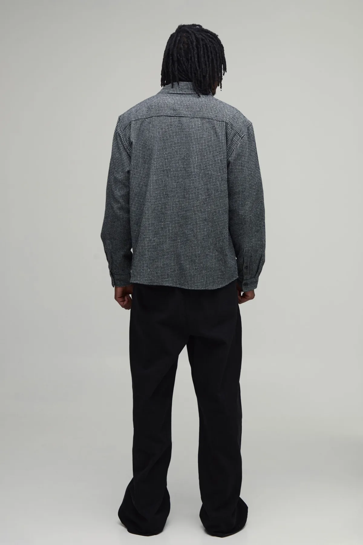boohooMAN Chemise Grande Taille Coupe Oversize Ourlet Arrondi Micro Carreaux<Homme Chemises|Tout Afficher