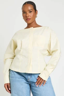 boohoo Chemise Grande Taille À Encolure Asymétrique Et Manches Ballon<Femme Tops