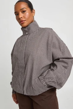 Chemise Grande Taille En Coton Col Montant Avec Cordon De Serrage