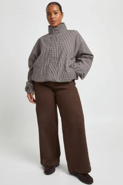Chemise Grande Taille En Coton Col Montant Avec Cordon De Serrage