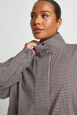 Chemise Grande Taille En Coton Col Montant Avec Cordon De Serrage