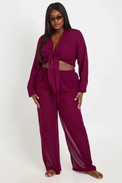 boohoo Chemise Grande Taille En Mousseline À Nouer Devant<Femme Tenues De Plage