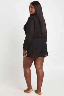 boohoo Chemise Grande Taille En Mousseline Avec Nœud Devant<Femme Tenues De Plage