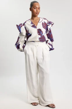 Chemise Grande Taille En Satin De Coton Tissé À Imprimé Floral Graphique