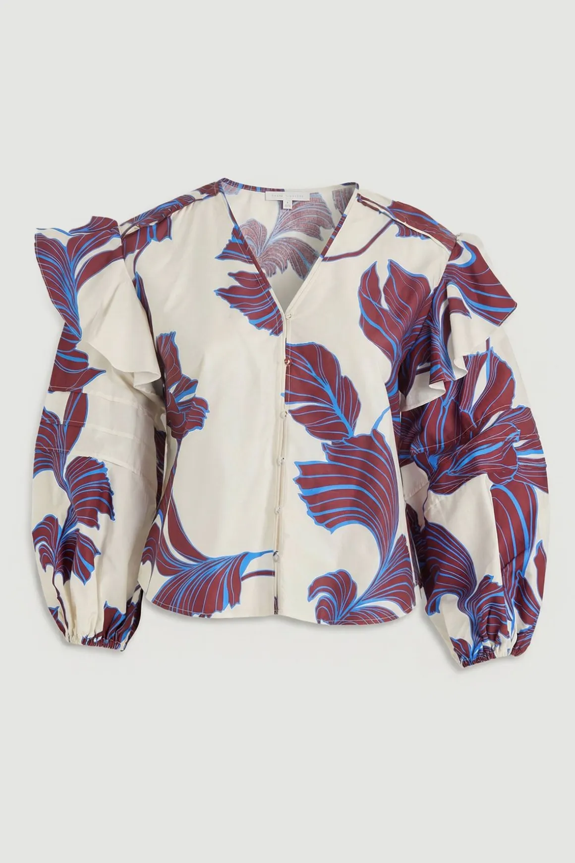 Chemise Grande Taille En Satin De Coton Tissé À Imprimé Floral Graphique