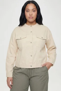 Chemise Grande Taille En Sergé Sans Col Avec Taille Cintrée