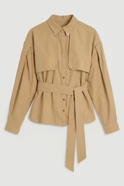 Chemise Grande Taille En Sergé De Cupro Style Utilitaire
