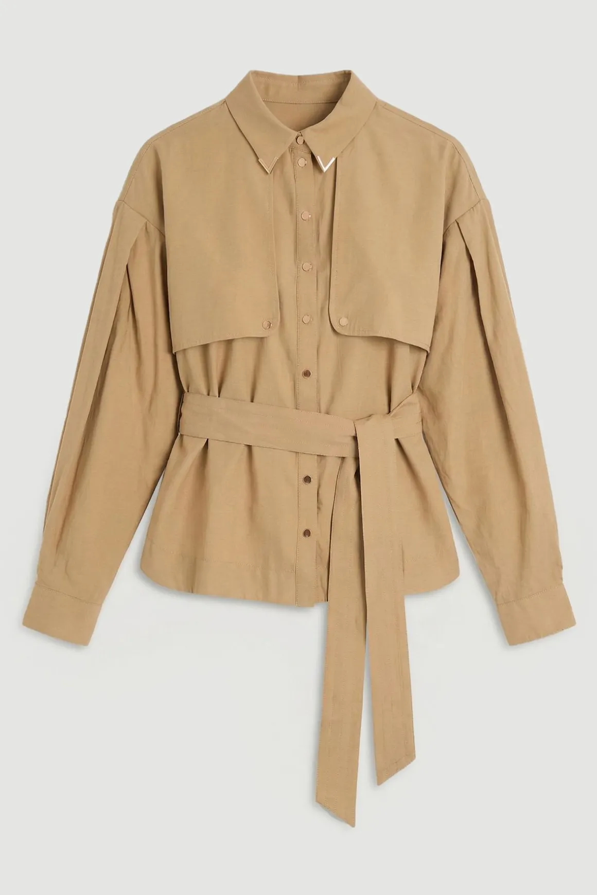 Chemise Grande Taille En Sergé De Cupro Style Utilitaire