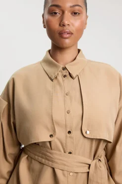 Chemise Grande Taille En Sergé De Cupro Style Utilitaire
