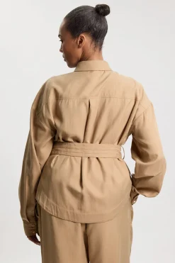 Chemise Grande Taille En Sergé De Cupro Style Utilitaire