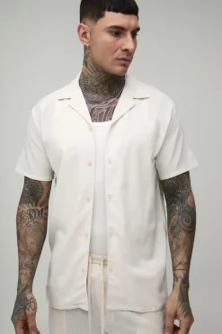 Chemise Grande Taille Manches Courtes Mélange De Lin Coupe Regular