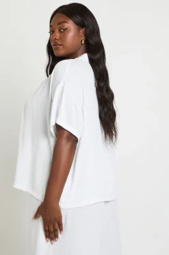 Chemise Grande Taille À Manches Courtes Oversize Aspect Lin