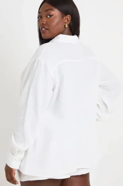 boohoo Chemise Grande Taille Manches Longues Oversize<Femme Tons Neutres|Tenues De Plage