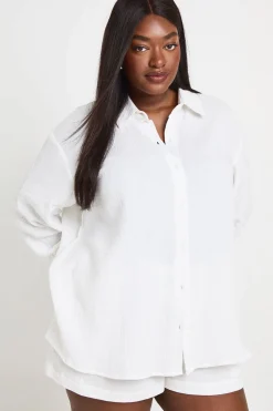 boohoo Chemise Grande Taille Manches Longues Oversize<Femme Tons Neutres|Tenues De Plage