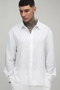 Chemise Grande Taille Manches Longues Mélange De Lin Oversize