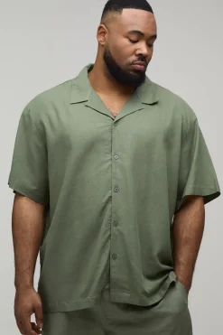 Chemise Grande Taille À Manches Courtes En Mélange De Lin